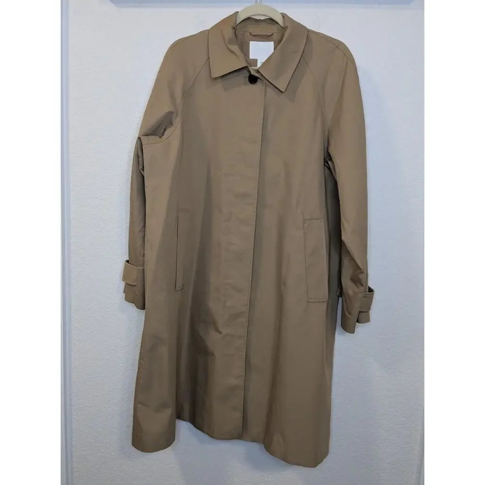 Excellent Condition H&M Women Long Button Down Trench Coat Size Medium Beige - Picture 2 of 7